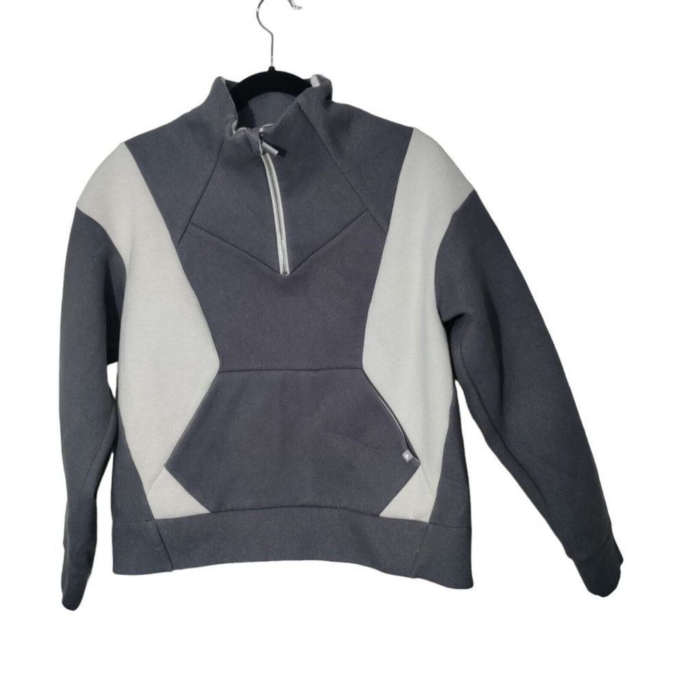 FIGS Scrubs Neoprene Gray 1/4 Zip Pullover Sweater Long Sleeve Womens Medium